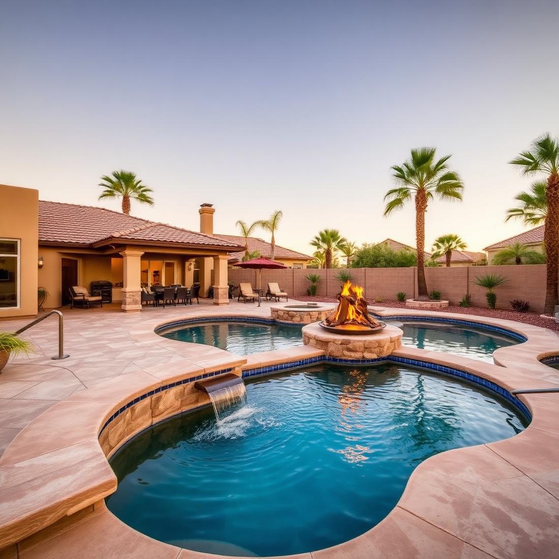 Finished resort-style backyard remodel in the Phoenix Valley